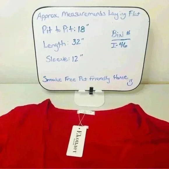 Red Swimsuit Cover Up 3/4 Bell Sleeve Beachwear V-Neck Bikini Beach size small - Picture 7 of 7